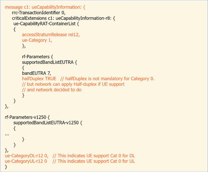 lte cat-0 ueCapabilityInformation
