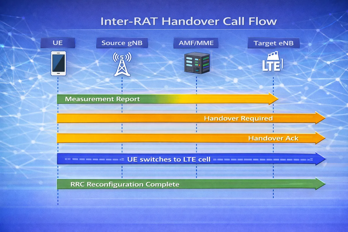 5G Inter-RAT handover call flow diagram