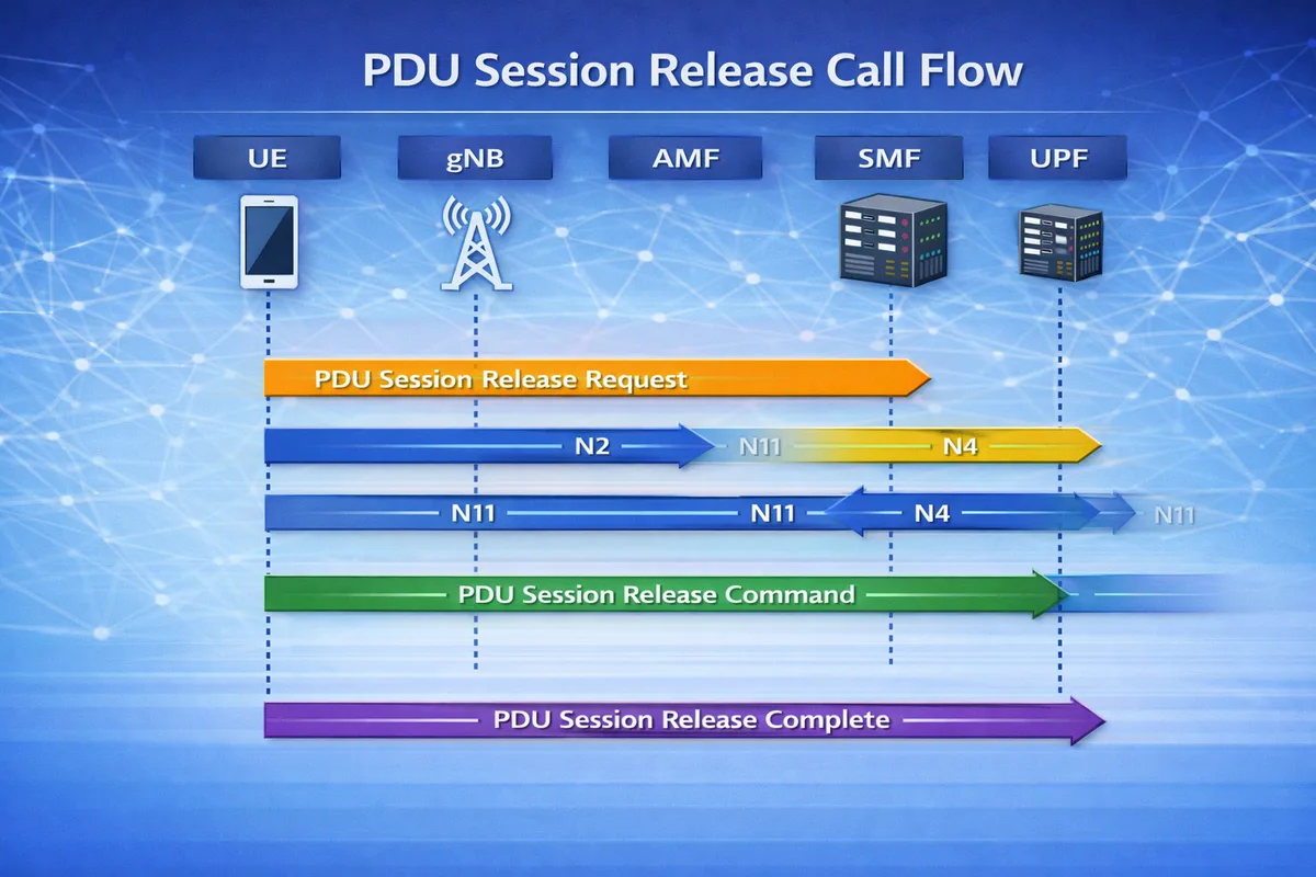 5G PDU Session Release call flow diagram