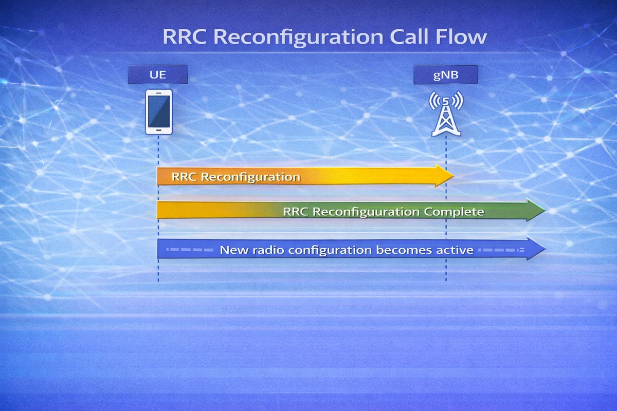 5G RRC reconfiguration call flow diagram