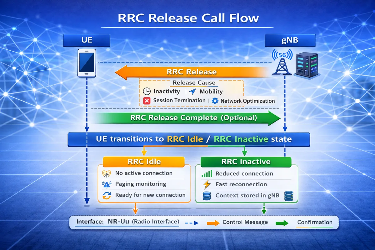 5G RRC release call flow diagram